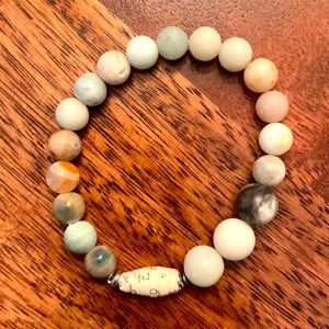 Handmade Agate Bracelet with Paper Bead Accent (elastic band)